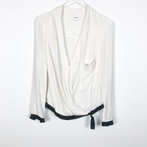 Helmut Lang Long Sleeve Faux Wrap Top White Size P